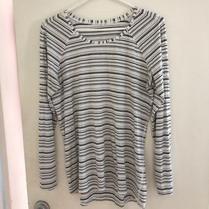 Lululemon black and white striped long sleeve tee